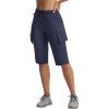 imagebaleaf Womens 15 Long Shorts with 7 Pockets Knee Length Hiking Bermuda Shorts Lightweight Quick Dry Cargo CaprisNavy Blue