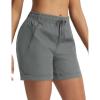 imagebaleaf Womens 5 Hiking Shorts with Zipper Pockets Lightweight Water Resistant Strech Quick Dry Golf Athletic ShortsDark Gray