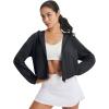 imagebaleaf Womens Sun Jackets Lightweight Packable Crop Shirts UPF 50 Long Sleeve Hoodie Water Resistant Zip Up Tops AthleticBlack
