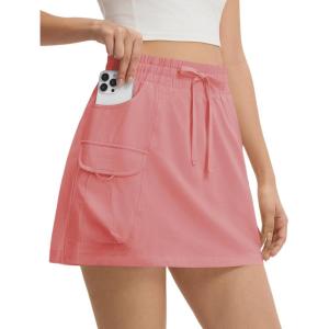 imagebaleaf Skorts for Women with Pockets Athletic Skort High Waisted Hiking Cargo Golf Travel Skirts Water Resistant UPF 50Light Pink