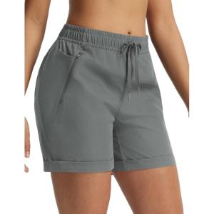 imagebaleaf Womens 5 Hiking Shorts with Zipper Pockets Lightweight Water Resistant Strech Quick Dry Golf Athletic ShortsDark Gray