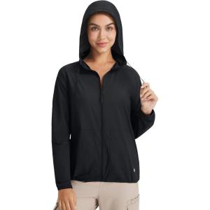 imagebaleaf Womens Sun Jackets No Insert Lightweight Hiking Hoodie UPF 50 Workout Mosquito Clothes Long Sleeve UV with 2 PocketsBlack