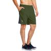 imagebaleaf Mens 7 Running Shorts with Mesh Liner Zipper Pocket for Athletic Workout GymArmy Green