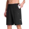 imagebaleaf Mens Athletic Running Shorts 9 Quick Dry Workout Shorts Lightweight Sports Gym Shorts with Zipper PocketsBlack