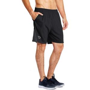 imagebaleaf Mens 7 Running Shorts with Mesh Liner Zipper Pocket for Athletic Workout GymBlack