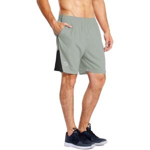 imagebaleaf Mens 7 Running Shorts with Mesh Liner Zipper Pocket for Athletic Workout GymLightgrey