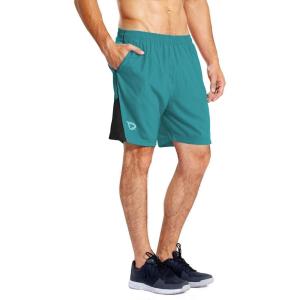 imagebaleaf Mens 7 Running Shorts with Mesh Liner Zipper Pocket for Athletic Workout GymTeal