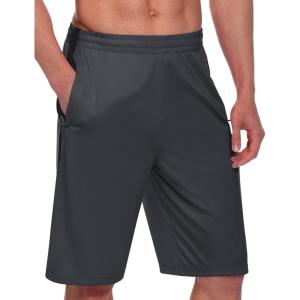 imagebaleaf Mens Basketball Shorts Long with Zipper Pockets Quick Dry Workout Training Drawstrings 11Gray