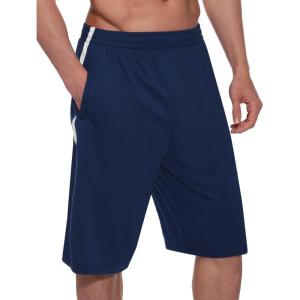 imagebaleaf Mens Basketball Shorts Long with Zipper Pockets Quick Dry Workout Training Drawstrings 11Navy