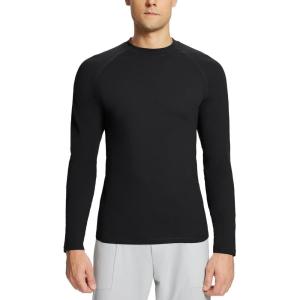 imagebaleaf Mens Fleece Thermal Long Sleeve Shirt Cold Weather Workout Tops Moisture Wicking Running ShirtBlack
