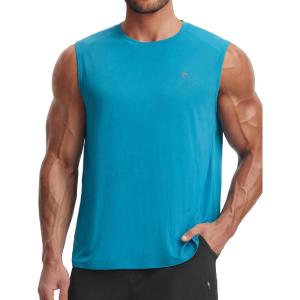 imagebaleaf Mens Sleeveless Shirts Gym Workout Tank Tops Swim Muscle T Shirt Quick Dry Sun Protection UPF 50 Athletic SportAqua Blue
