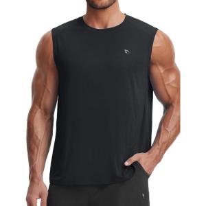imagebaleaf Mens Sleeveless Shirts Gym Workout Tank Tops Swim Muscle T Shirt Quick Dry Sun Protection UPF 50 Athletic SportBlack
