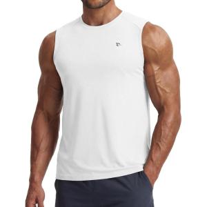 imagebaleaf Mens Sleeveless Shirts Gym Workout Tank Tops Swim Muscle T Shirt Quick Dry Sun Protection UPF 50 Athletic SportWhite