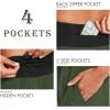 imagebaleaf Womens 7 Long Running Athletic Shorts with Liner High Waist Workout Gym Quick Dry Soft Split Leg Zipper PocketArmy Green