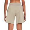 imagebaleaf Womens 7 Long Running Athletic Shorts with Liner High Waist Workout Gym Quick Dry Soft Split Leg Zipper PocketKhaki