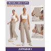 imagebaleaf Womens Barrel Pants with Pockets Drawstring Athletic Quick Dry Adjustable Cuff Wide Leg Tapered Fit Casual SweatpantsKhaki