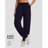 imagebaleaf Womens Barrel Pants with Pockets Drawstring Athletic Quick Dry Adjustable Cuff Wide Leg Tapered Fit Casual SweatpantsNavy Blue