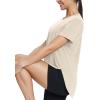 imagebaleaf Womens Short Sleeve Workout Shirts Tops Athletic Yoga Running Shirts Loose Fit with Side Slits Quick Dry TShirtsHeather Khaki