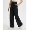 imagebaleaf Womens Track Pants Lightweight Athletic Travel Wide Leg Pants with Pockets 30 Work Lounge Loose Fit UPF50Black