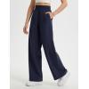 imagebaleaf Womens Track Pants Lightweight Athletic Travel Wide Leg Pants with Pockets 30 Work Lounge Loose Fit UPF50Navy Blue