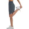 imagebaleaf Womens Bermuda Long Shorts 9 Knee Length Athletic Running Shorts with Zip Pockets Stretch Loose Summer UPF 50Dark Gray