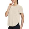 imagebaleaf Womens Short Sleeve Workout Shirts Tops Athletic Yoga Running Shirts Loose Fit with Side Slits Quick Dry TShirtsHeather Khaki