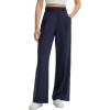 imagebaleaf Womens Track Pants Lightweight Athletic Travel Wide Leg Pants with Pockets 30 Work Lounge Loose Fit UPF50Navy Blue