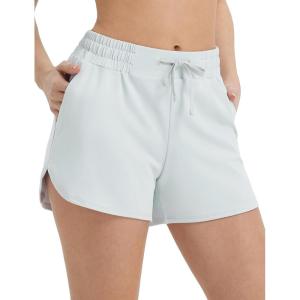 imagebaleaf Womens 35 Running Shorts Quick Dry with Zipper Pocket Liner Shorts Gym WorkoutLight Gray
