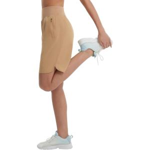 imagebaleaf Womens Bermuda Long Shorts 9 Knee Length Athletic Running Shorts with Zip Pockets Stretch Loose Summer UPF 50Brown