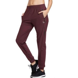 imagebaleaf Womens Joggers Running Pants Quick Dry Lightweight Workout with Zipper Pockets Drawstring Hiking Travel GymDark Red