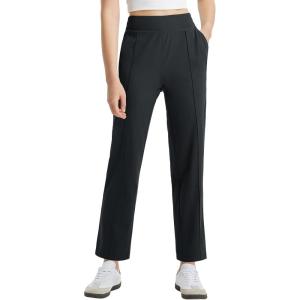 imagebaleaf Womens Travel Pants Lightweight Business Casual Work Pants Stretch Petite Ankle Golf Slacks with Pockets UPF50 Black S