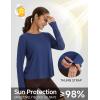 imagebaleaf Womens Running Sun Shirts Long Sleeve UPF 50 Workout Tops UV Athletic Split Back Quick Dry LightweightNavy Blue
