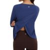imagebaleaf Womens Running Sun Shirts Long Sleeve UPF 50 Workout Tops UV Athletic Split Back Quick Dry LightweightNavy Blue