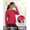 imagebaleaf Womens Running Sun Shirts Long Sleeve UPF 50 Workout Tops UV Athletic Split Back Quick Dry LightweightRed