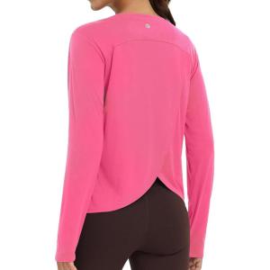 imagebaleaf Womens Running Sun Shirts Long Sleeve UPF 50 Workout Tops UV Athletic Split Back Quick Dry LightweightPink