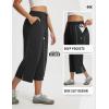 imagebaleaf 22 Wide Leg Pants for Women Capri Sweatpants Pant Cropped Lightweight Quick Dry Petite Pant with Pockets Loose FitBlack