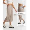 imagebaleaf 22 Wide Leg Pants for Women Capri Sweatpants Pant Cropped Lightweight Quick Dry Petite Pant with Pockets Loose FitKhaki