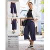 imagebaleaf 22 Wide Leg Pants for Women Capri Sweatpants Pant Cropped Lightweight Quick Dry Petite Pant with Pockets Loose FitNavy Blue