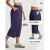 imagebaleaf 22 Wide Leg Pants for Women Capri Sweatpants Pant Cropped Lightweight Quick Dry Petite Pant with Pockets Loose FitNavy Blue