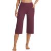 imagebaleaf Capri Pants for Women with Pockets High Waist Yoga Capris Pant Loose Straight Leg for Casual SummerWine Red