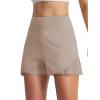 imagebaleaf Womens Athletic Running Shorts 3 High Waisted Quick Dry Lightweight Ruffled Workout Gym Shorts with LinerKhaki