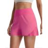 imagebaleaf Womens Athletic Running Shorts 3 High Waisted Quick Dry Lightweight Ruffled Workout Gym Shorts with LinerPink