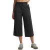 imagebaleaf 22 Wide Leg Pants for Women Capri Sweatpants Pant Cropped Lightweight Quick Dry Petite Pant with Pockets Loose FitBlack