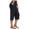 imagebaleaf Capri Pants for Women with Pockets High Waist Yoga Capris Pant Loose Straight Leg for Casual SummerBlack