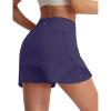 imagebaleaf Womens Athletic Running Shorts 3 High Waisted Quick Dry Lightweight Ruffled Workout Gym Shorts with LinerNavy Blue