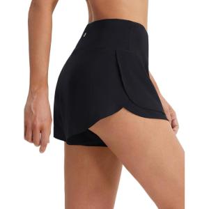 imagebaleaf Womens High Waisted Athletic Running Shorts 3 Quick Dry Workout Gym Sports Flowy Shorts with Liner LightweightBlack