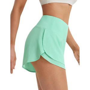 imagebaleaf Womens High Waisted Athletic Running Shorts 3 Quick Dry Workout Gym Sports Flowy Shorts with Liner LightweightLight Green