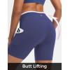 imagebaleaf Biker Shorts for Women High Waist Tummy Control with Pockets Yoga Workout Gym Bike Shorts No Front SeamBlueWhite