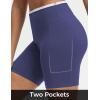 imagebaleaf Biker Shorts for Women High Waist Tummy Control with Pockets Yoga Workout Gym Bike Shorts No Front SeamBlueWhite
