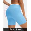 imagebaleaf Biker Shorts for Women High Waist Tummy Control with Pockets Yoga Workout Gym Bike Shorts No Front SeamEthereal BlueWhite